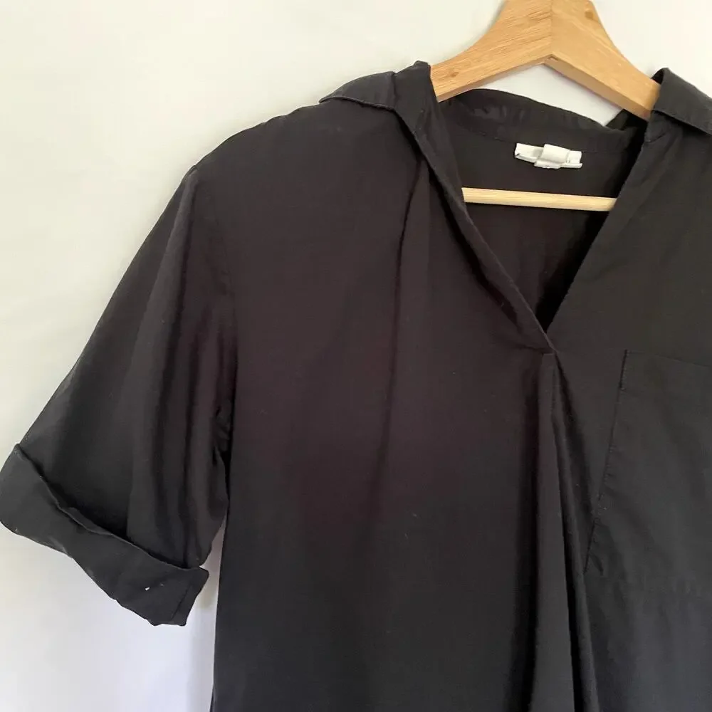 J. Jill black shirt dress shift short sleeved mini women's size XS petite cotton